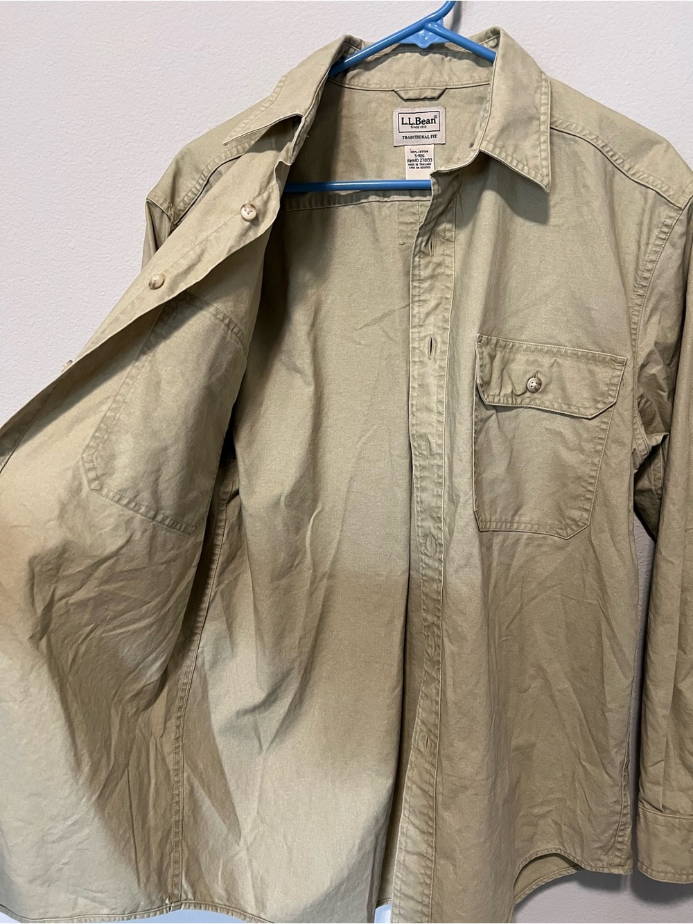 L.L. Bean Men's Khaki Button-Down Work Shirt - Traditional Fit - Picture 8 of 10